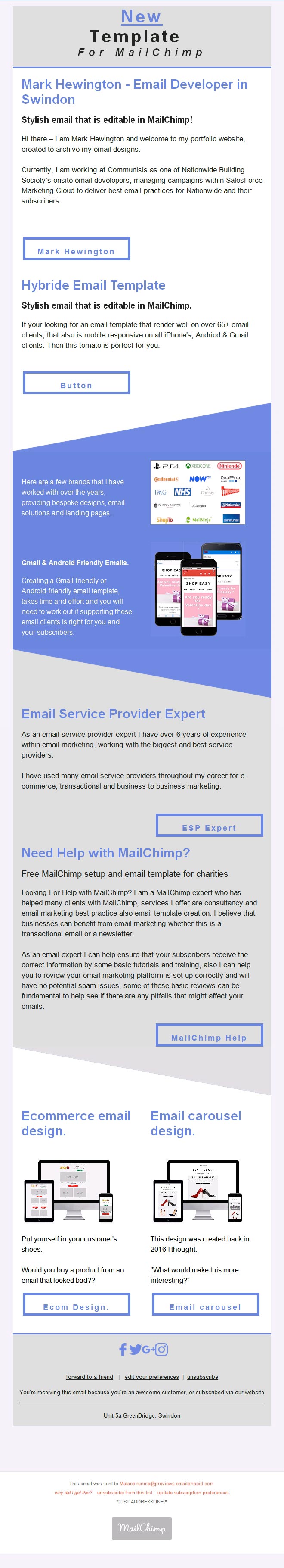 Editable MailChimp Email Template designs for Outlook