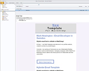 Editable MailChimp Email Template design for Outlook 2010 windows 7