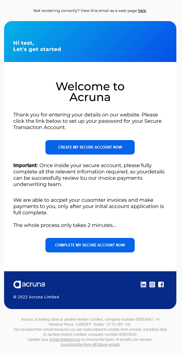 Acruna Email Template