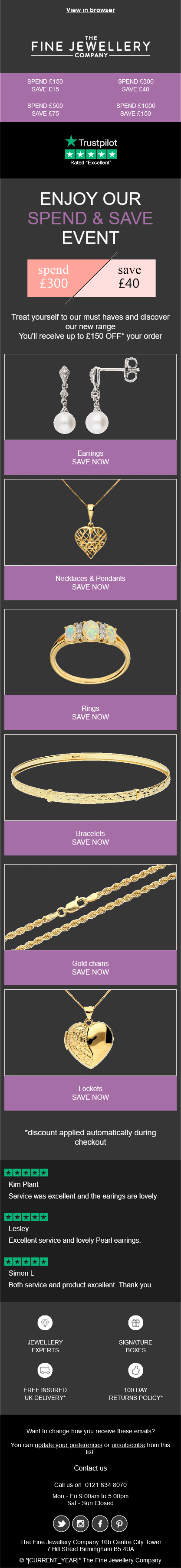 Jewellery newsletter Dark mode Design