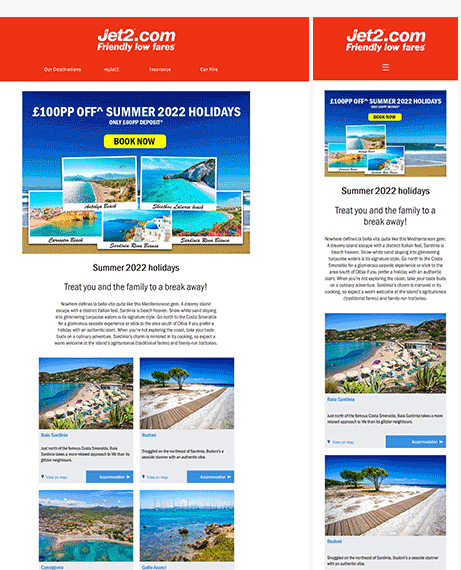 Jet 2 Holidays Desktop and Mobile Design