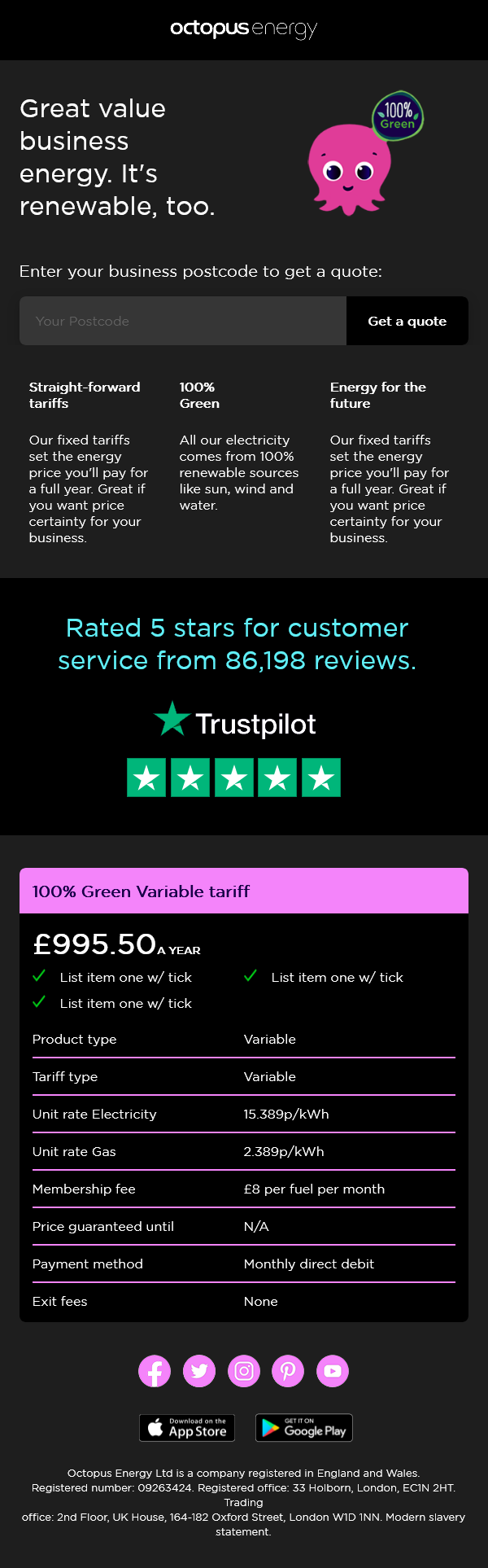 Octopus Energy  Dark Mode Email Template