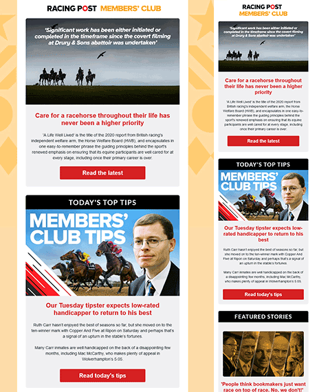 Racing Post Desktop and Mobile Email Template