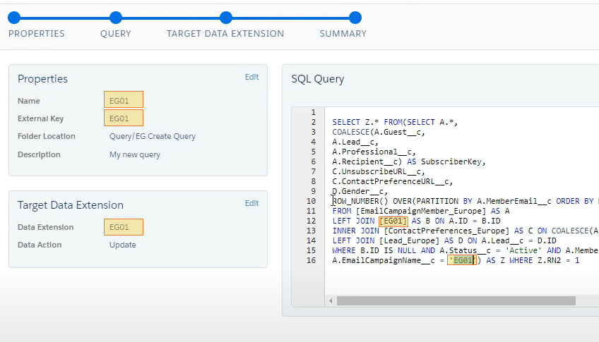 custom marketing cloud solution  - Automatic Query creation ssjs