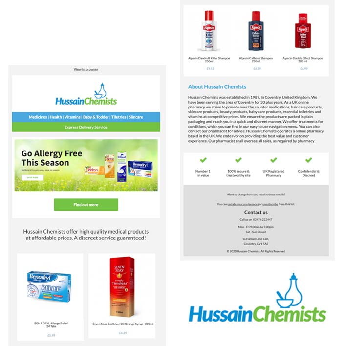 Hussain Chemists - MailChimp Email Template