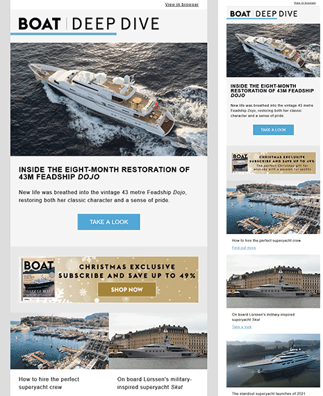 Email Templates Created For Boat International Marketing Life Style desktop & mobile design