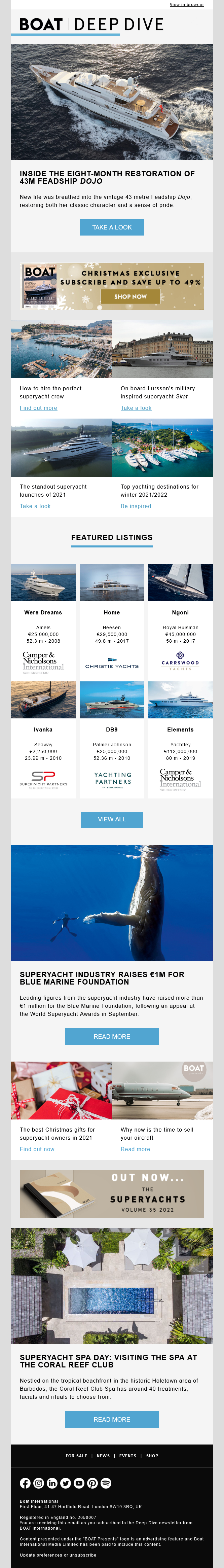 Email Templates Created For Boat International Marketing Life Style desktop design