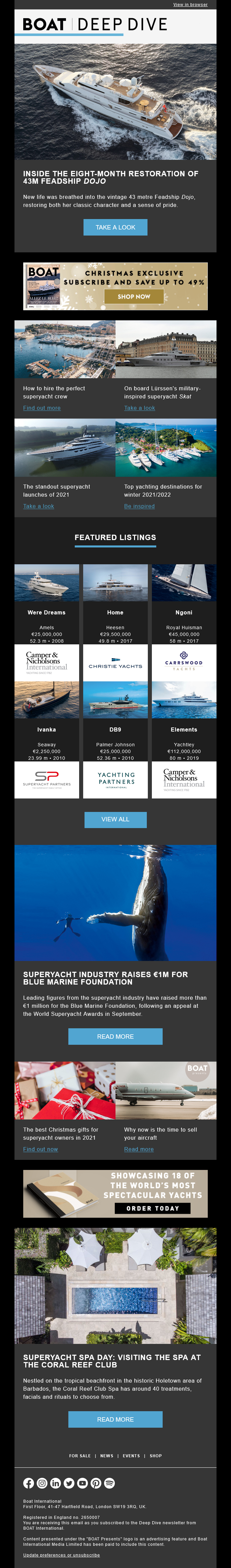 Email Templates Created For Boat International Marketing Life Style Dark mode on desktop design