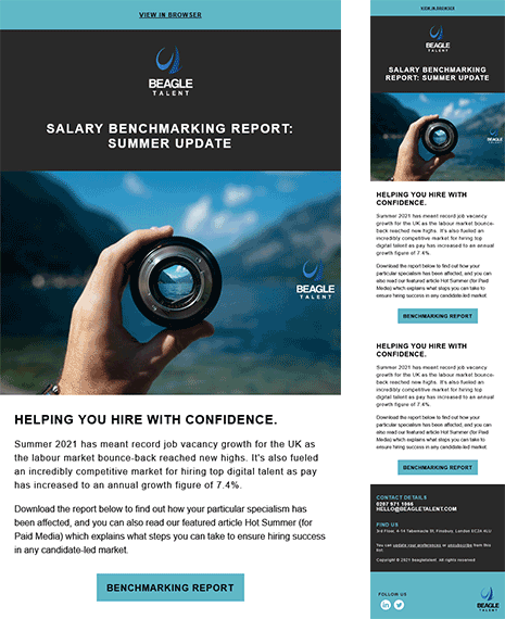 Email Templates Created For Beagle Talent Marketing Recruitment desktop & mobile design