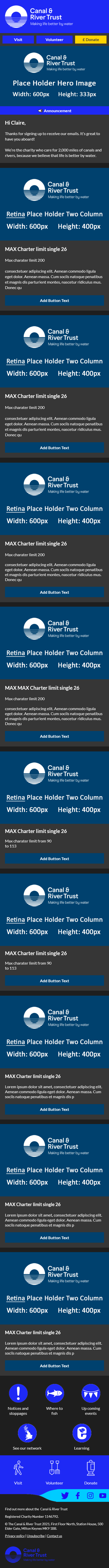 Email Templates Created For Canal River Trust Marketing Charity Dark mode on mobile design