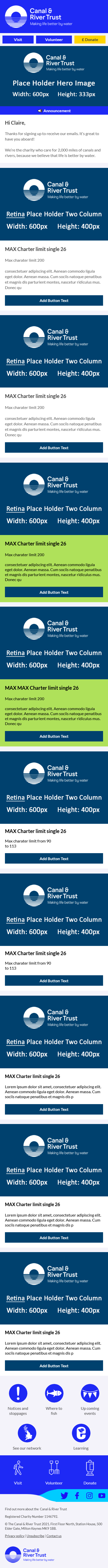 Email Templates Created For Canal River TrustMarketing Charity mobile design