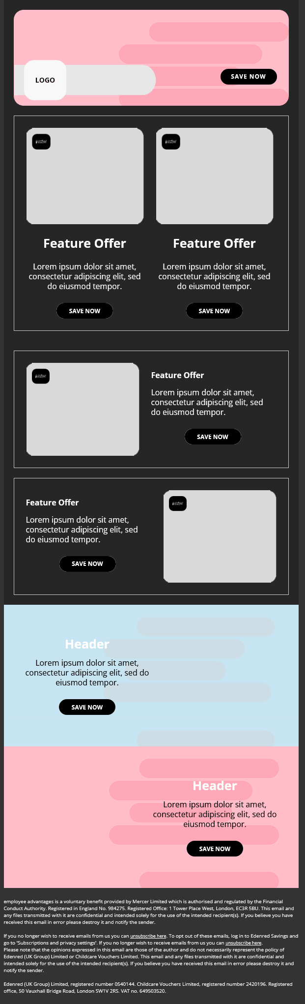 Email Templates Created For Edenred Marketing Digital Payments Dark mode on desktop design