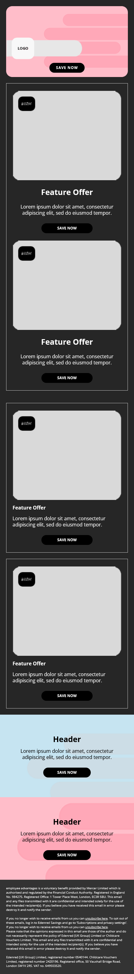 Email Templates Created For Edenred Marketing Digital Payments Dark mode on mobile design