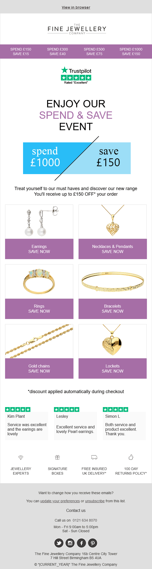 Email Templates Created For The Fine Jewellery Company Marketing Jewellery desktop design