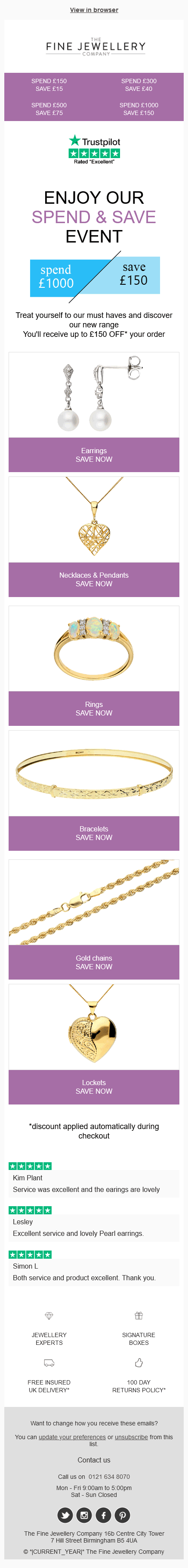 Email Templates Created For The Fine Jewellery CompanyMarketing Jewellery mobile design