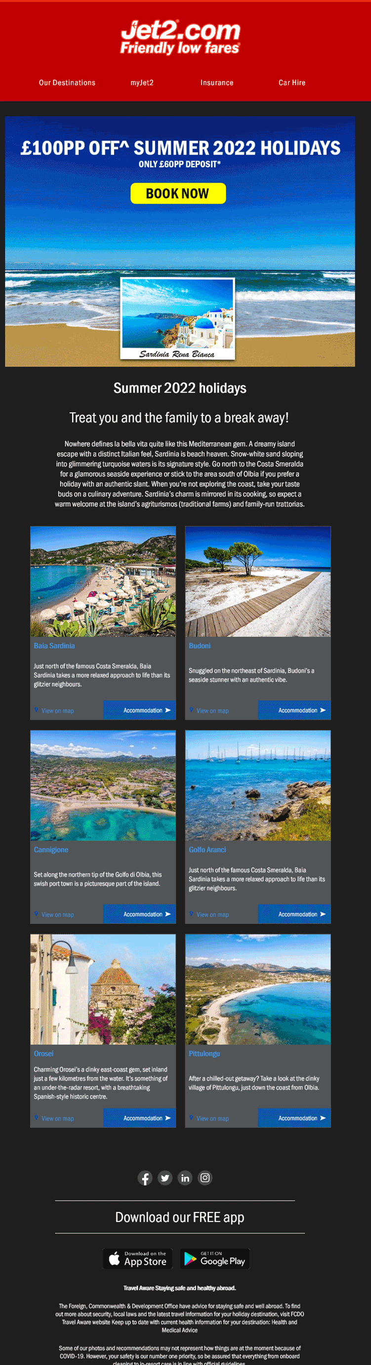 Email Templates Created For Jet2 Holidays Marketing Holidays Dark mode on desktop design