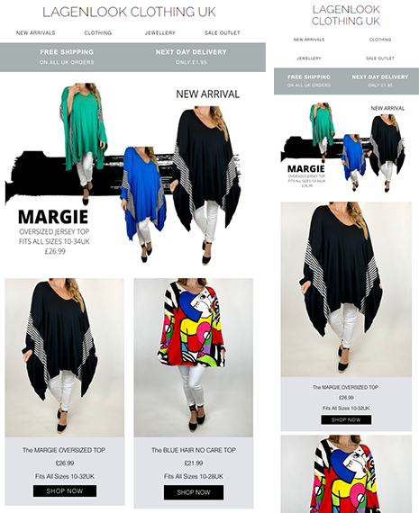 Email Templates Created For Lagen Look Clothing UK Marketing Clothing desktop & mobile design