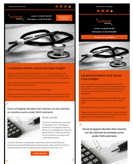 Email Templates Created For Landmark Mark Chambers Newsletter Legal desktop & mobile design