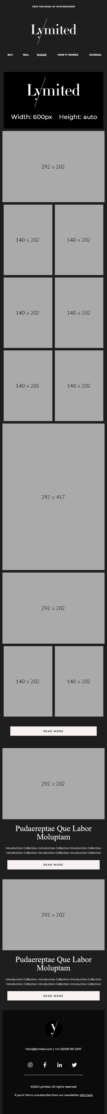 Email Templates Created For Lymited Marketing Ecommerce Dark mode on mobile design