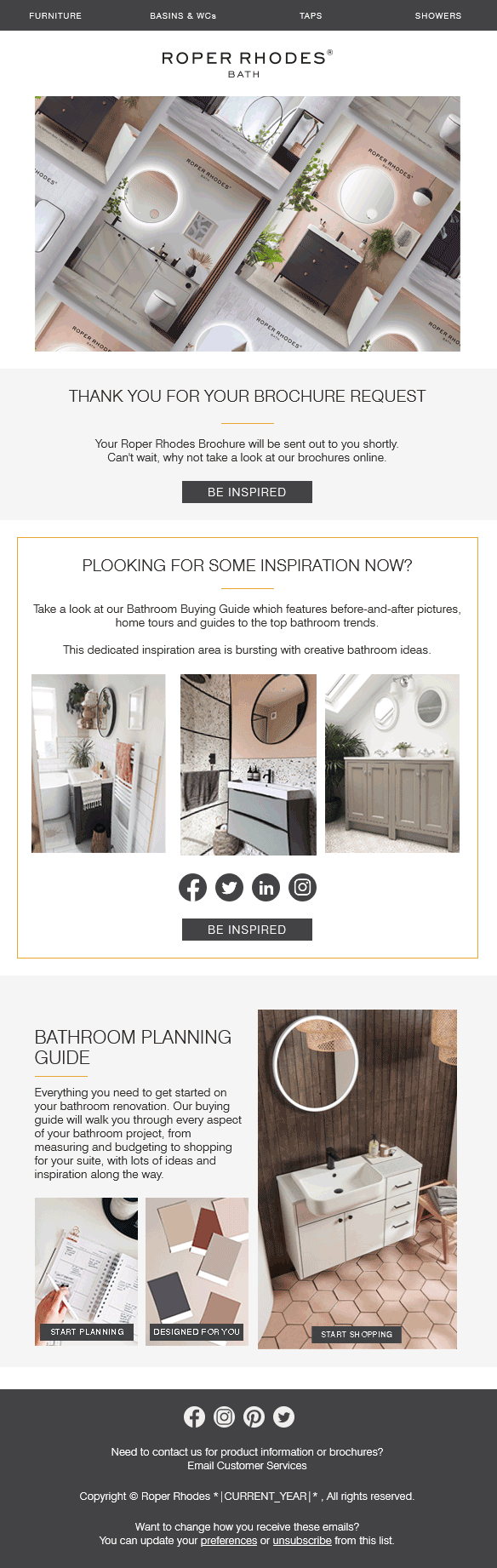 Email Templates Created For Roper Rhodes Marketing Bath rooms desktop design