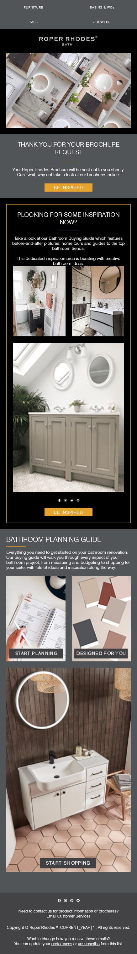 Email Templates Created For Roper Rhodes Marketing Bath rooms Dark mode on mobile design