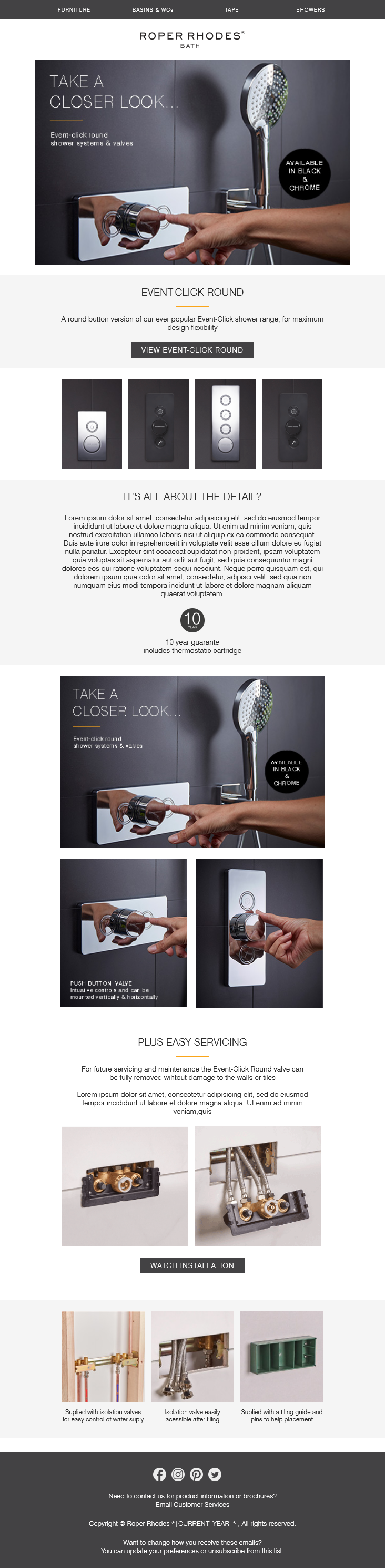 Email Templates Created For Roper Rhodes Marketing Bath rooms desktop design