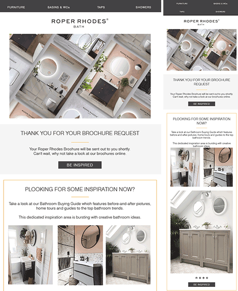 Email Templates Created For Roper Rhodes Marketing Bath rooms desktop & mobile design